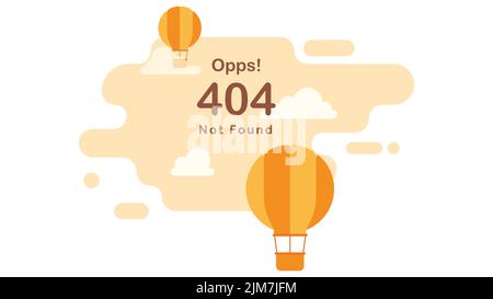 Hot air balloons in the sky. 404 Error Page or File not found concept. Flat design vector illustration Stock Vector