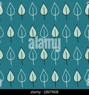 Green emerald autumn tree leaf seamless pattern for design Stock Vector