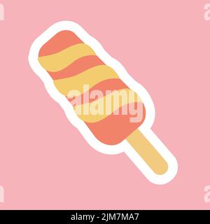 Fruit ice frozen dessert icon sticker, flat design Stock Vector