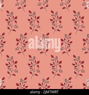 Cute tender red twig seamless pattern for textile decoration vector illustration Stock Vector
