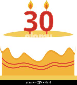 Birthday cake with burning candles semi flat color vector object Stock Vector