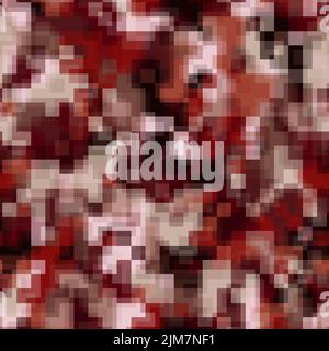 Abstract red rust urban pixel motif geometric brushed texture background Stock Vector