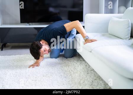 Lost Something Looking For Things. Searching Keys Stock Photo