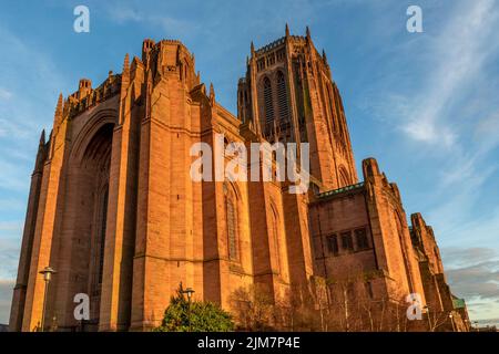 Liverpool Cathedral is the Cathedral of the Anglican Diocese of Liverpool, built on St James's Mount in Liverpool. Stock Photo