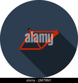 Bike Frame Icon. Flat Circle Stencil Design With Long Shadow. Vector Illustration. Stock Vector