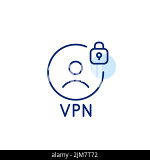 Secure VPN user profile. Pixel perfect, editable stroke line art icon Stock Vector