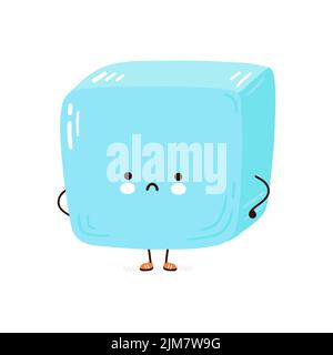 Cute ice cube character. Vector hand drawn cartoon kawaii character illustration icon. Isolated on white background. Ice cube character concept Stock Vector