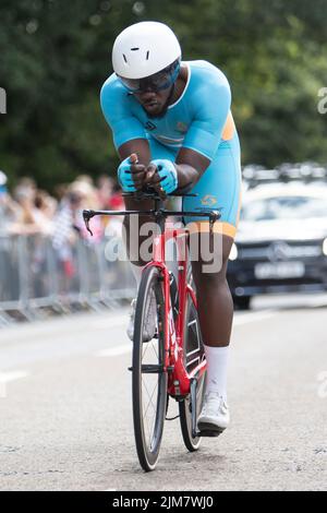 Commonwealth Games 2022, Birmingham UK. 4th August 2022. Men's Cycling Time Trial.. Credit: Anthony Wallbank/Alamy Live News Stock Photo