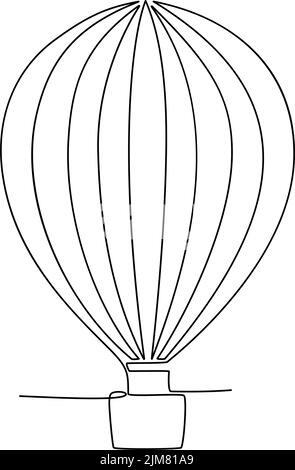 Continuous line drawing of hot air balloon. Vector illustration Stock Vector