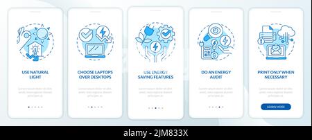 Energy efficiency at work blue onboarding mobile app screen Stock Vector