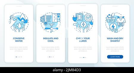 Energy efficiency at home blue onboarding mobile app screen Stock Vector