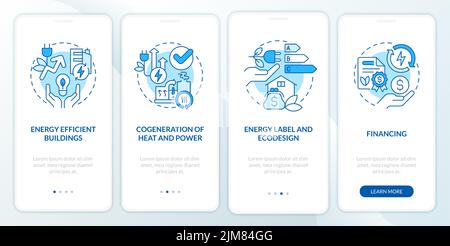 Energy efficiency and conservation blue onboarding mobile app screen Stock Vector