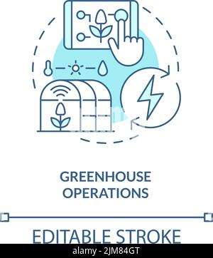 Greenhouse operations turquoise concept icon Stock Vector