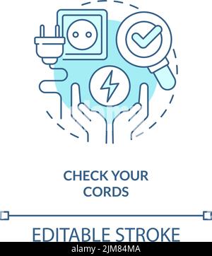Check your cords turquoise concept icon Stock Vector