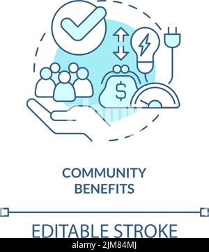 Community benefits turquoise concept icon Stock Vector