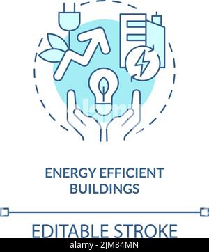 Energy efficient buildings turquoise concept icon Stock Vector