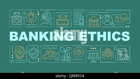 Ethics in banking and financial institutions word concepts green banner Stock Vector