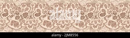 old vintage lace seamless vector border in beige Stock Vector