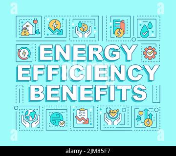 Energy efficiency benefits word concepts turquoise banner Stock Vector