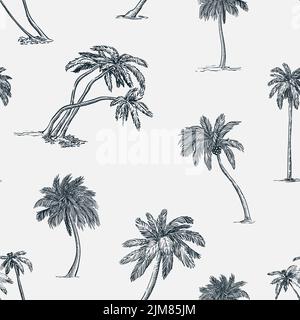 Tropical seamless pattern. Pink flamingo on white background. Vector color hand drawn sketch illustration. Summer fabric design, wrapping paper, trend Stock Vector
