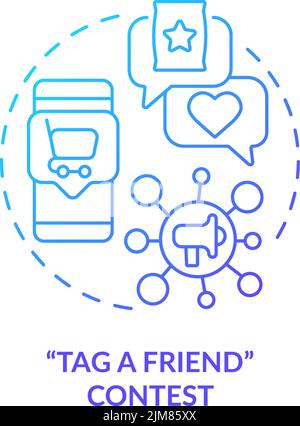 Tag friend contest blue gradient concept icon Stock Vector