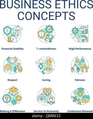 Business ethics concept icons set Stock Vector