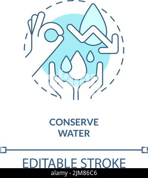 Conserve water turquoise concept icon Stock Vector
