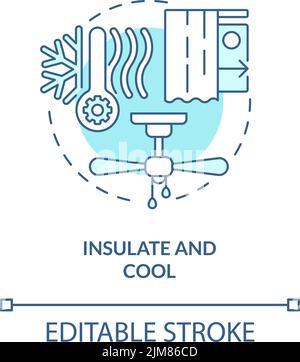 Insulate and cool turquoise concept icon Stock Vector