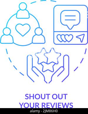 Shout out your reviews blue gradient concept icon Stock Vector