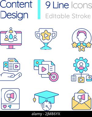 Content design RGB color icons set Stock Vector
