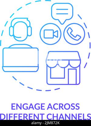 Engage across different channels blue gradient concept icon Stock Vector