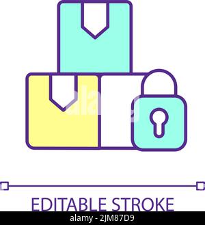 Cargo and lock RGB color icon Stock Vector