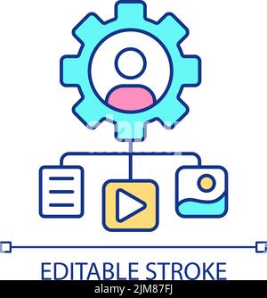 Promote product with various content types RGB color icon Stock Vector
