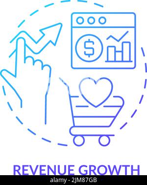 Revenue growth blue gradient concept icon Stock Vector