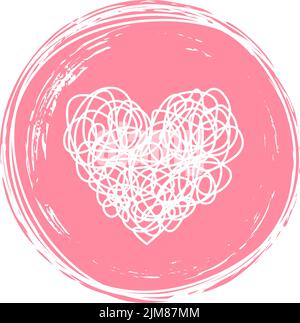 Heart in circle shaped tangled grungy scribble Stock Vector