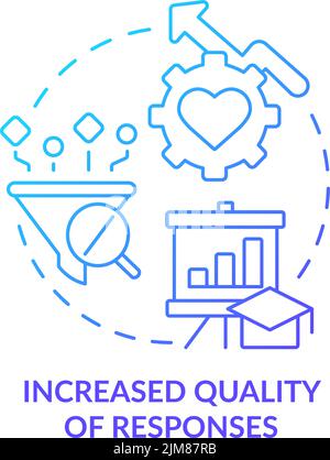 Increased quality of responses blue gradient concept icon Stock Vector