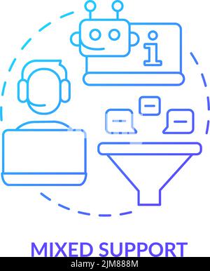 Mixed support blue gradient concept icon Stock Vector