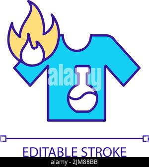 Flammable clothing material RGB color icon Stock Vector
