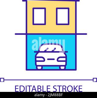Garage underneath house RGB color icon Stock Vector