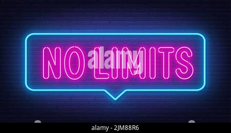 No limits neon sign in the speech bubble on black background. Stock Vector