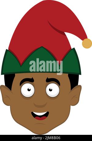 Vector illustration of the face of a christmas elf Stock Vector