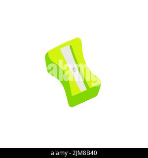 Illustration pencil sharpener in green on a white background Stock Vector