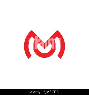 letter mo simple linked geometric line logo vector Stock Vector