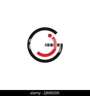 letter gj circle colorful geometric line logo vector Stock Vector