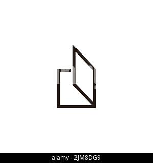 letter d open window frame paper logo vector Stock Vector
