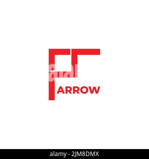 letter mp arrow simple geometric line arrow logo vector Stock Vector