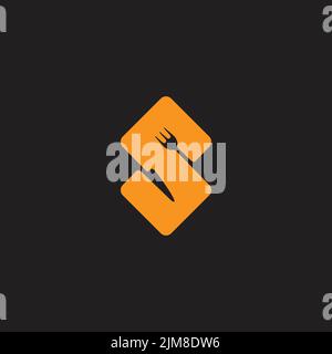 letter s steak restaurant fork knife symbol vector Stock Vector