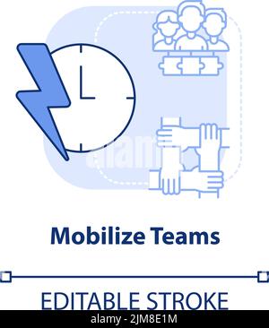 Mobilize teams light blue concept icon Stock Vector
