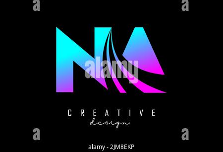 Creative colorful letter NA n a logo with leading lines and road concept design. Letters with geometric design. Vector Illustration with letter and cr Stock Vector