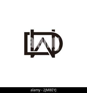 letter wd simple linked overlap 3d flat logo vector Stock Vector